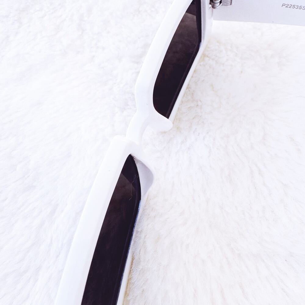 Aaron White Rectangular Sunglasses - Picture 9 of 11